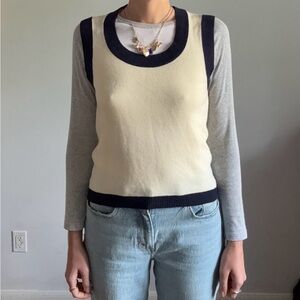 Vintage Valentino Cream and Navy Knit Vest/S